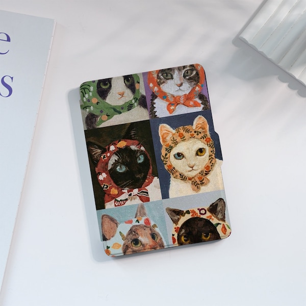 Kleurrijke Art Kitten Kindle Case Custom voor Paperwhite 1/2/3/4, Kindle 2019/2022, Kindle Paperwhite Cover, Kindle Case met Auto Wake/Sleep