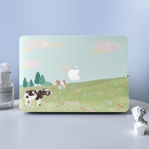 Cartoon Grass Cow Clouds MacBook Case Macbook Air Pro Case Protective Case For M2 Air 13 A2681 Air 13 A2337 Pro 13 14 16 Case 2023 2022 2021