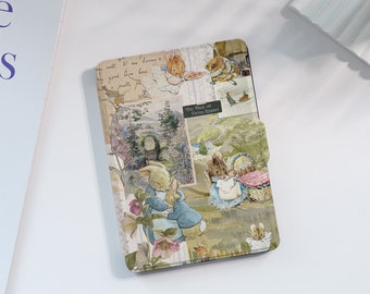 Cute Rabbit Collage Kindle Case personnalisé pour Paperwhite 1/2/3/4, Kindle 2019/2022, Kindle Paperwhite Cover, Kindle Case avec réveil/veille automatique