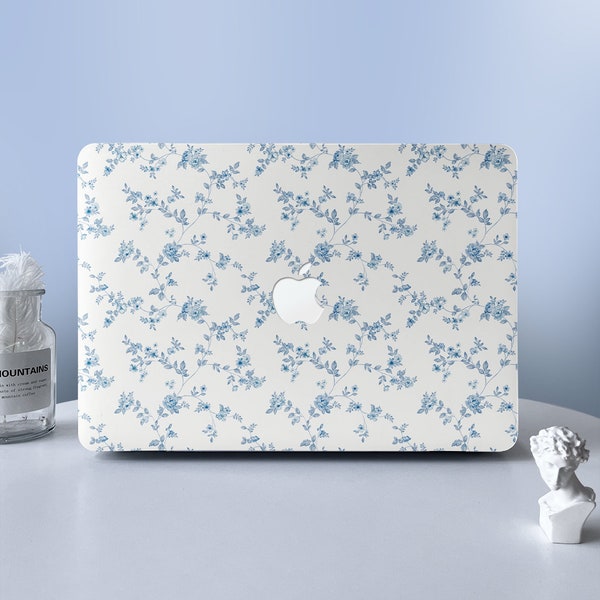 Blue Art Flowers MacBook Case Macbook Air Pro Case Protective Case For M2 Air 13 A2681 Air 13 A2337 Pro 13 14 16 Case 2023 2022 2021