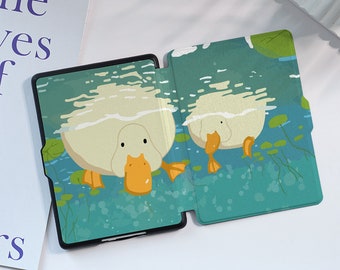 Mignonne coque Kindle personnalisée canard plante aquatique pour Paperwhite 1/2/3/4, Kindle 2019/2022, couverture Kindle Paperwhite, étui Kindle avec réveil/veille automatique