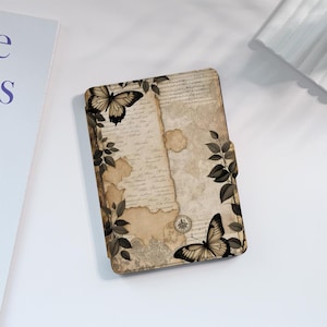 Custodia Kindle Retro Butterflies personalizzata per Paperwhite 1/2/3/4, Kindle 2019/2022, custodia Kindle Paperwhite, custodia Kindle con accensione/spegnimento automatici