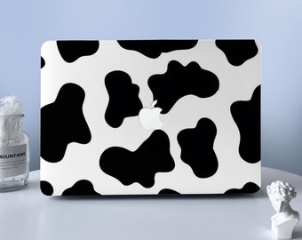 Custom Black White Cow Spot Print Personalized MacBook Case Laptop Shell Case Cover For MacBook Air 11 13 Macbook Pro 13 14 15 16 2008-2021