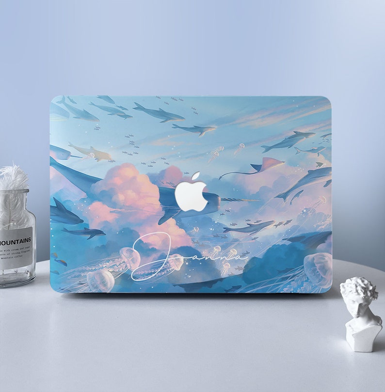 Anime Sky Ocean Whale Jellyfish Custom MacBook Protective Hard Case Laptop Shell Case For MacBook Air 11 13 MacBook Pro 13 15 16 2008-2021 image 2