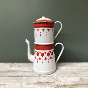 Old enamelled Parisian coffee maker