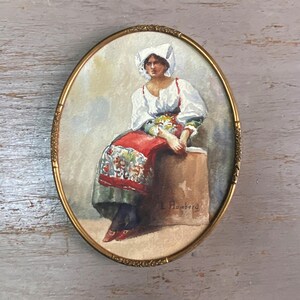 Dipinto ad acquerello del 1900 "La bella romana" firmato L.Homberg