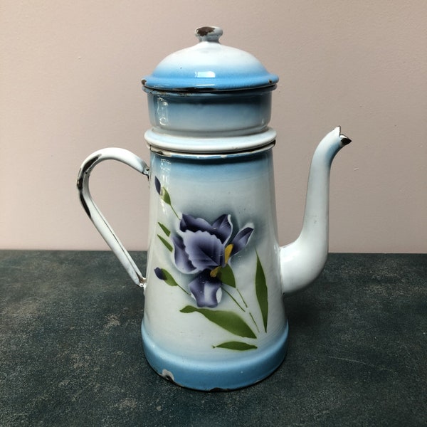 Cafetière ancienne "Les iris"