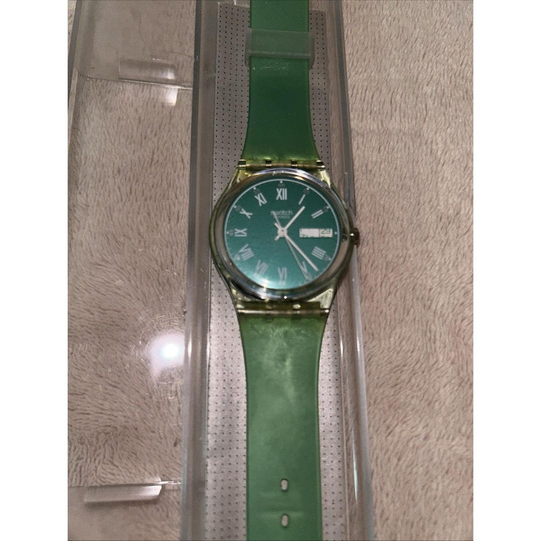 Wristwatch SWATCH‎ Gent Greenset GG704 New NOS With Case Clear Back Date Wristwatch SWATCH Gent Greenset GG704 New NOS With Case  main image 3