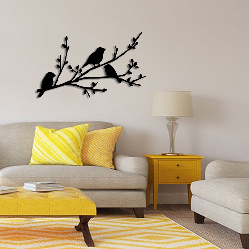Birds on Branch Metal Wall Art Metal Birds Wall Decor Birds Etsy