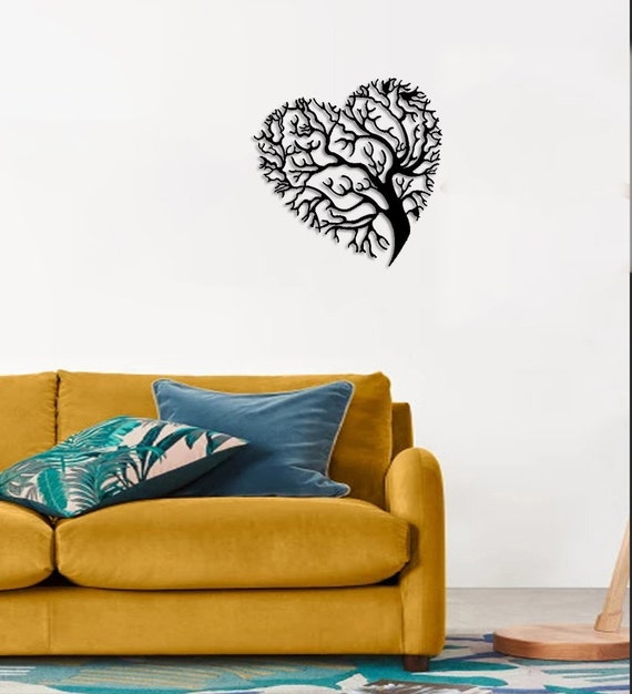 Heart Tree Metal Wall Art Metal Wall Decoration Heart Tree Etsy