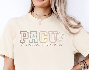 PACU verpleegster shirt, verpleegkundige waardering cadeau, post-anesthesie zorgeenheid, unisex kledingstuk geverfd comfort kleuren T-shirt,