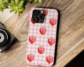 Weiche rosa Beeren dünne kokette Telefonkasten, Preppy Aesthetic iPhone Hülle iPhone 13, iPhone 14, iPhone 15