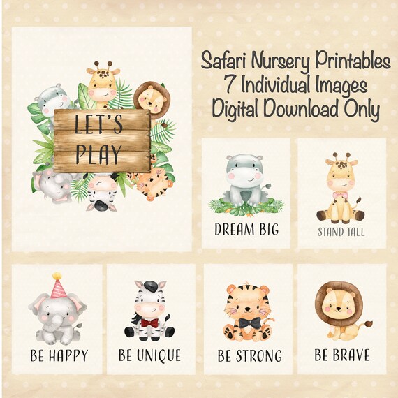 Safari Nursery Decor Printable Download Jungle Nursery Etsy