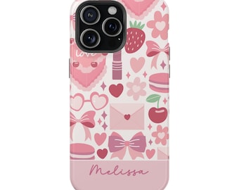 Gepersonaliseerde roze Coquette Style MagSafe iPhone-hoesje - Bescherming met stijl voor iPhone 13 14 15 Plus Pro Max Case