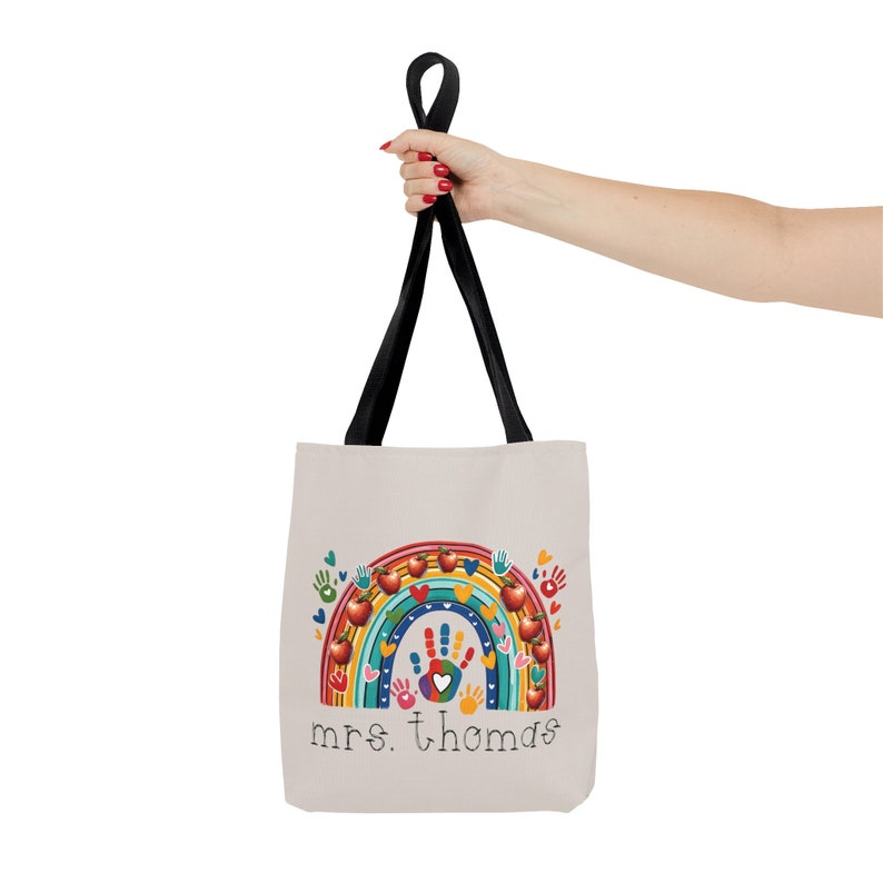 Gepersonaliseerde leraar Tote Bag, leraar waardering cadeau, herbruikbaar eindejaarscadeau voor schooldirecteur of kinderopvangaanbieder Greige kleur afbeelding 4