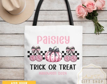 Personalized Halloween Tote Bag, Trick-or Treat Bag, Kids Trick or Treat Bag, Halloween Candy Bag, Halloween Party Treat Bag, Trunk or Treat