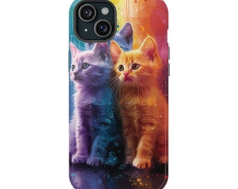 Colorful Kawaii Kittens MagSafe Phone Case iPhone 13 14 15 Pro Max