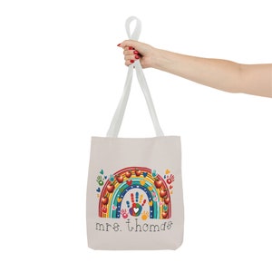 Gepersonaliseerde leraar Tote Bag, leraar waardering cadeau, herbruikbaar eindejaarscadeau voor schooldirecteur of kinderopvangaanbieder Greige kleur afbeelding 7