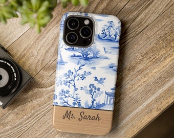 Personalized Floral MagSafe iPhone Case - Protection with Style, Blue Wildflowers iPhone 13 14 15 Plus Pro Max Case