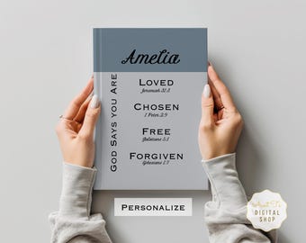 Personalized Journal with Scripture, God Says Hardcover Prayer Journal, Personalized Christian Notebook, Religious Gift