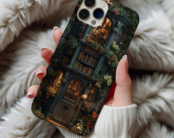 Dark Academia BookShelves MagSafe iPhone Case, iPhone 14 Case Protection, iPhone 15 Case, iPhone 13 Book Phone Case, iPhone 16 Plus Pro Max