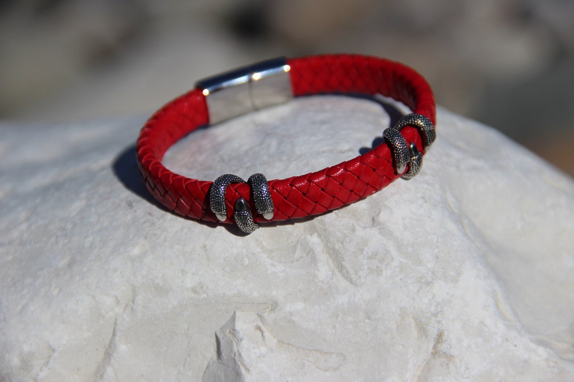Male and Female Bracelet Made of Genuine Leather with a Etsy