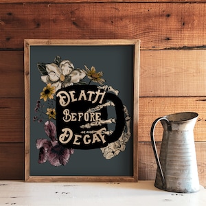 Death Before Decaf Coffee Art Print, Coffee Lover Art, Coffee Wall Art,  Coffee Art, Coffee Print, Goth Coffee Bar, Funny Coffee Art