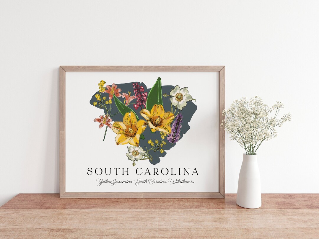 South Carolina State Flowers Print Yellow Jessamine South - Etsy