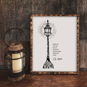 C.S. Lewis Quote Art, Narnia Art, Narnia Lamp Post, Literary Art, Fairytale Art, C.S. Lewis