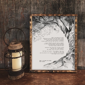 Mary Oliver Poem Art Print, Literary Art, When I Am Among the Trees, Nature Print, Nature Wall Art, Nature Lover Gift, Tree Artwork, Poetry