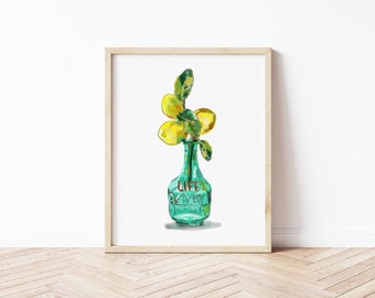 Lemon Art Print, Lemon Decor, When Life Gives You Lemons Print, Kitchen Art Print, Fruit Art, Nature Art
