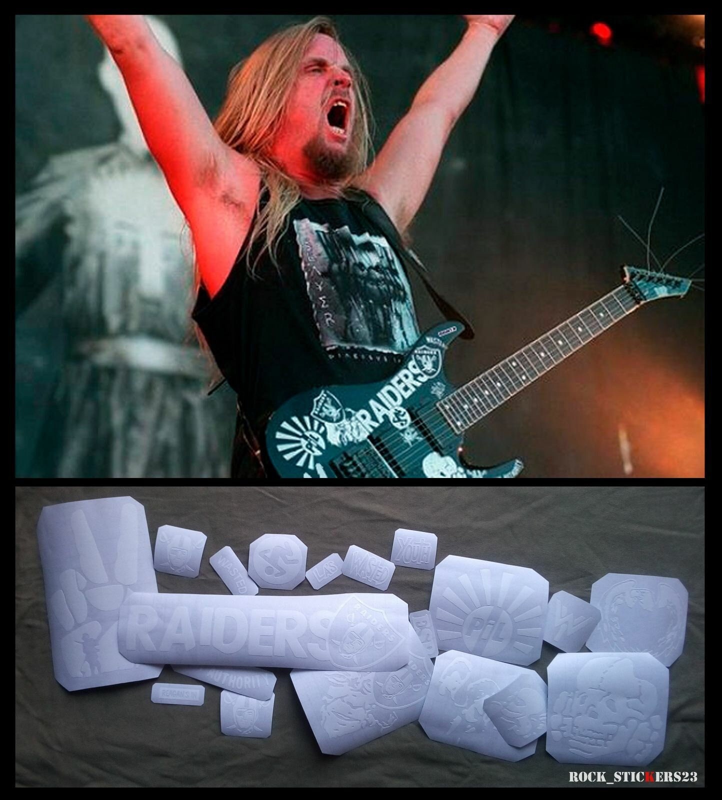 Jeff Hanneman Raiders Guitar Stickers Vinyl Decal Slayer Esp Etsy Uk