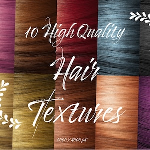 10 Natural Hair Textures & Pattern-various colors, straight hair, Hair texture pack backgrounds for photoshop digital paper instant download