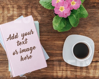 Diary, Journal on wooden. Mockup, Template, Textured Photography. Diary styled photo, Digital photo Background. Styled Stock Photography