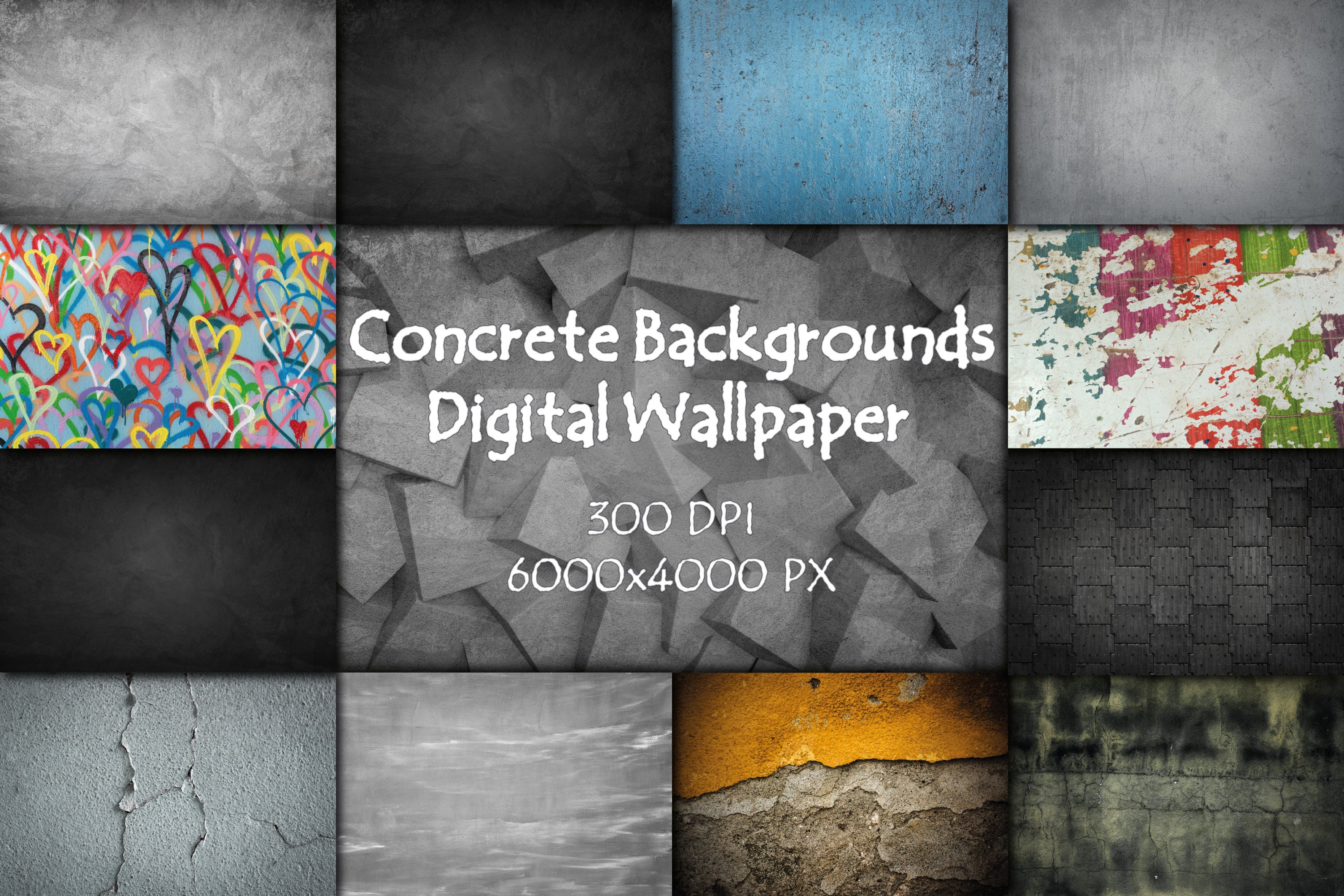 13 Natural Concrete Backgrounds and Textures. Colorful Plaster - Etsy