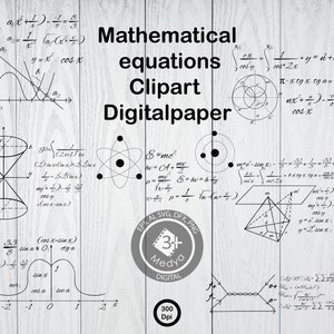 Math and physics equations Clipart.  Silhouette equations digitalpaper. Instant digital download.Scrapbook Cut files High resulation 300dpi.