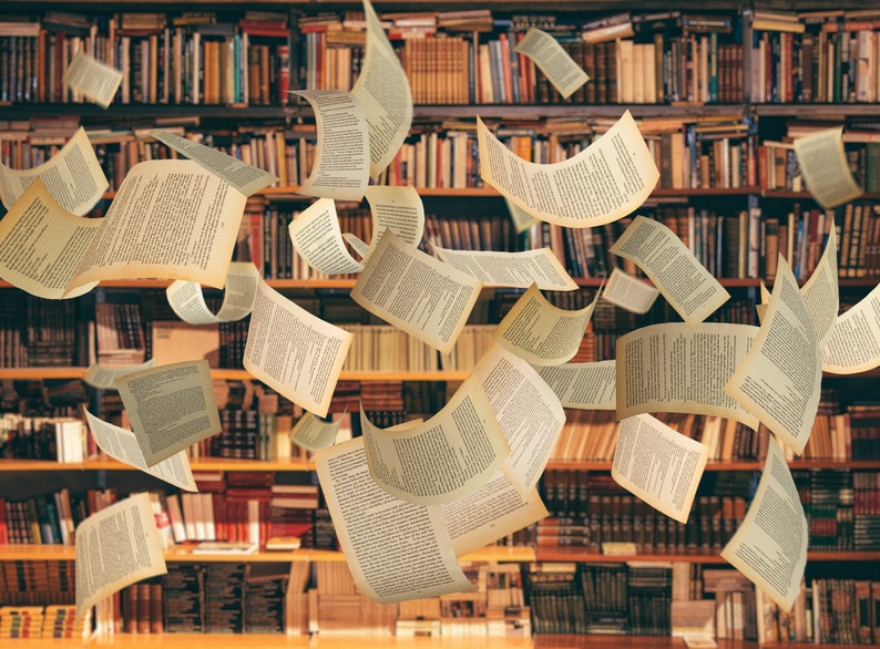 Vintage Flying Books & Pages overlay for backdrop for | Etsy