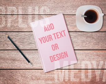 Diary, Journal on wooden. Mock-up and Template, Textured Photography. Diary styled photo, Digital photo Background. Styled Stock Photography