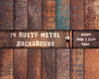 Natural Rusty Metal Background and Textures. Rusty Metal Plate texture pack. Rusted grungy metal backdrops. Industrial digital paper