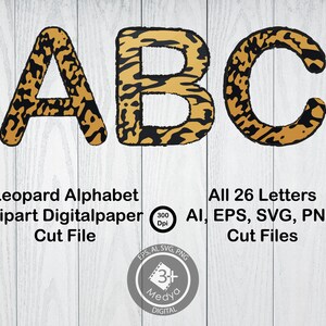 A-Z のヒョウ柄アルファベット クリップアート ファイル。26 文字すべてが大文字です。透明な落書きアルファベット。300 Dpi の高解像度。