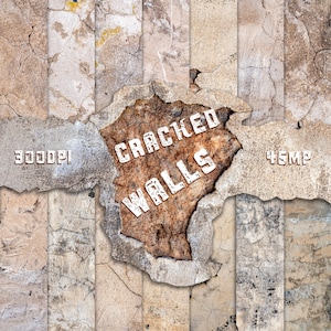 Natural Grungy and cracked Concrete Wall Backgrounds and Textures. Faded and cracked plaster walls texture pack. digital paper, wallpapers.