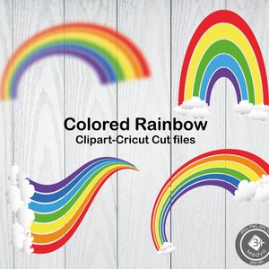4 Bright colored Rainbow clipart. Transparent background rainbow image. Rainbow cut files. High resulation digital paper