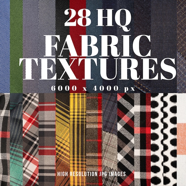 28 Textures et motifs de tissu. Différentes couleurs et figures, arrière-plans de pack de textures textiles pour téléchargement instantané sur papier photoshop