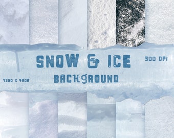 Natural Ice & Snow Background and Textures. Realistic Ice, Snow texture pack. Frozen ice backdrops for Winter Photos. Natural digital paper