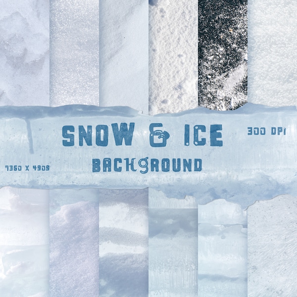 Natural Ice & Snow Background and Textures. Realistic Ice, Snow texture pack. Frozen ice backdrops for Winter Photos. Natural digital paper