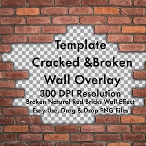 2 HQ Cracked and broken wall overlays. Red Brick wall overlay. Concrete wall overlay for your own creative wallpaper photos. Digital paper
