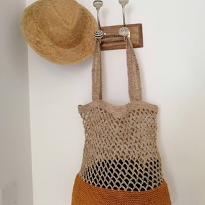 Large Mesh Fique Bag - Mustard Yellow