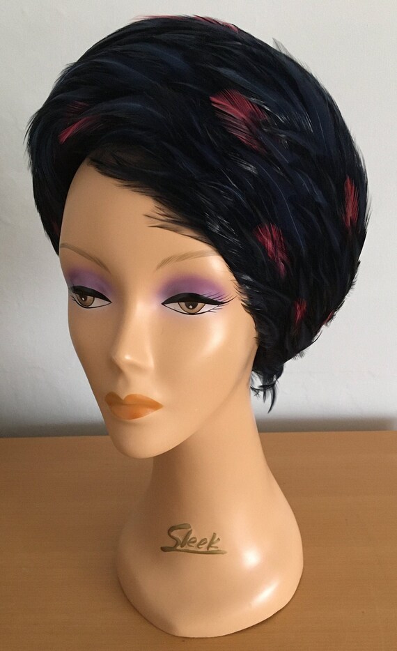 Vintage 1950's Vintage Feather Pillbox Hat in shad