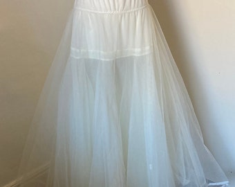 Vintage 2000s Blue Ribbon Handmade Ivory Petticoat Under Slip Wedding Prom