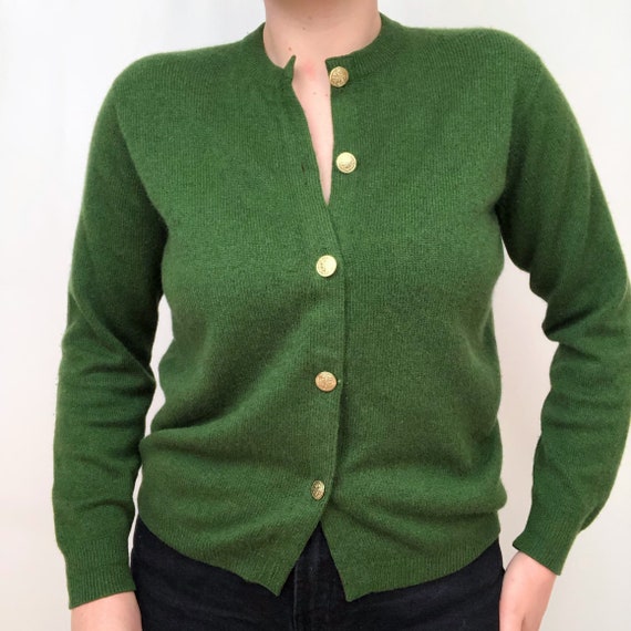 1960s Olive Green ‘Ballantyne’ Cashmere Cardigan.